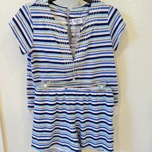 HIHO By Tortola   Blue & White Striped  women top& short